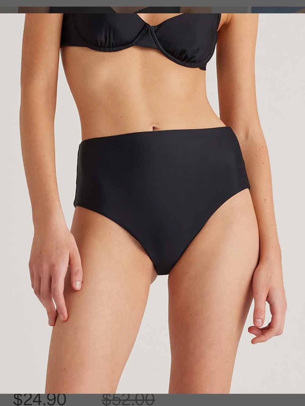 NEW Quince Italian High Rise Bikini Bottom Black Size Medium